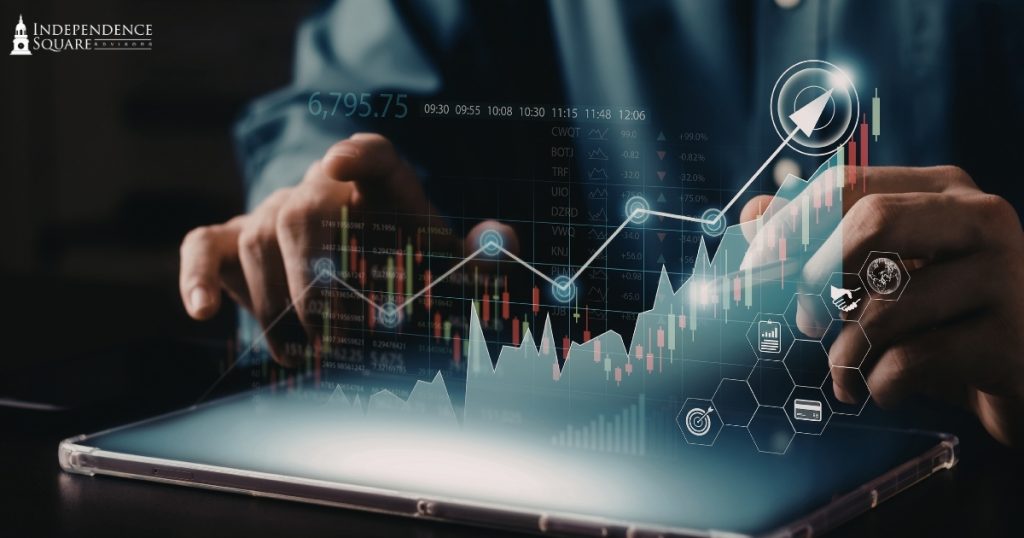 human hands with 3d graph rendering