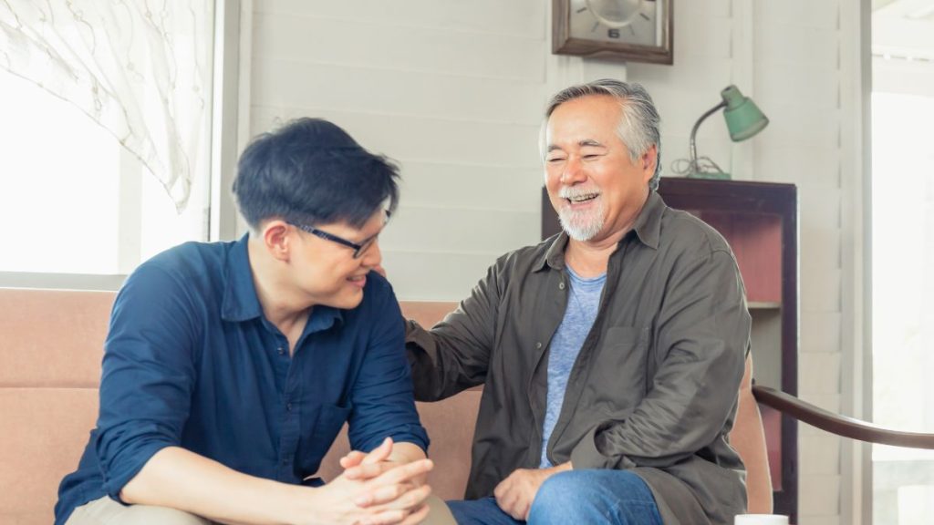 Father and son on the couch