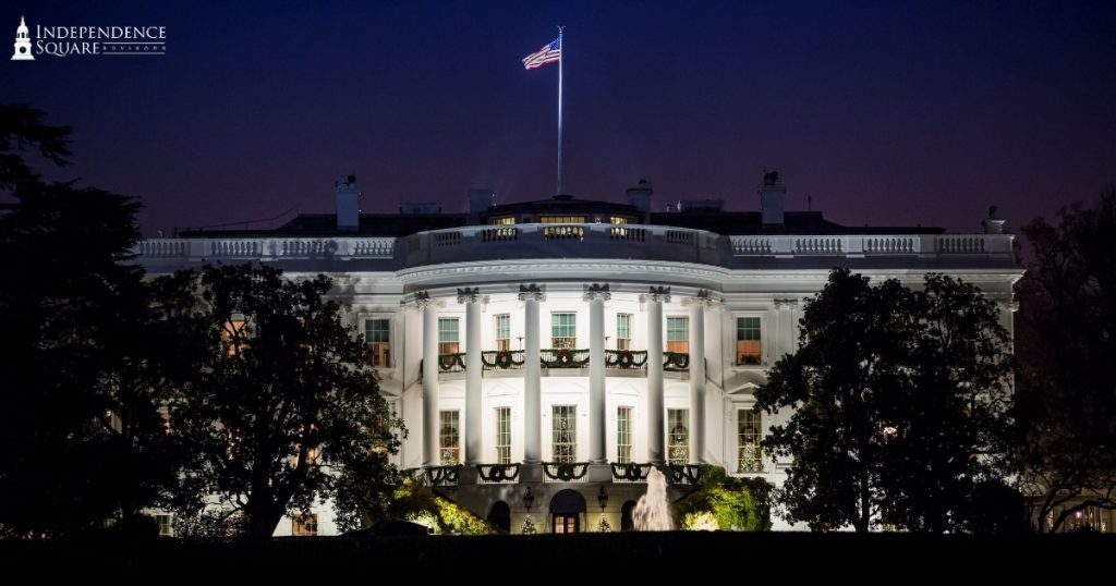 The White House at night